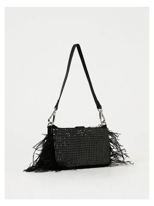 mini borsa con piume e strass La carrie | 132-KM-512-WSP/BLABLACK